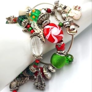 3 Christmas Charm Bracelet Stack